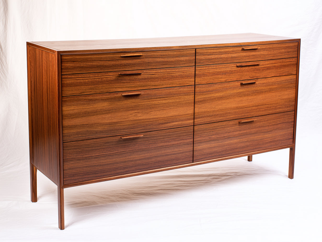 Cómodas 160x45x85 cm - madera marrón - 8 cajones - estilo moderno de mediados de siglo