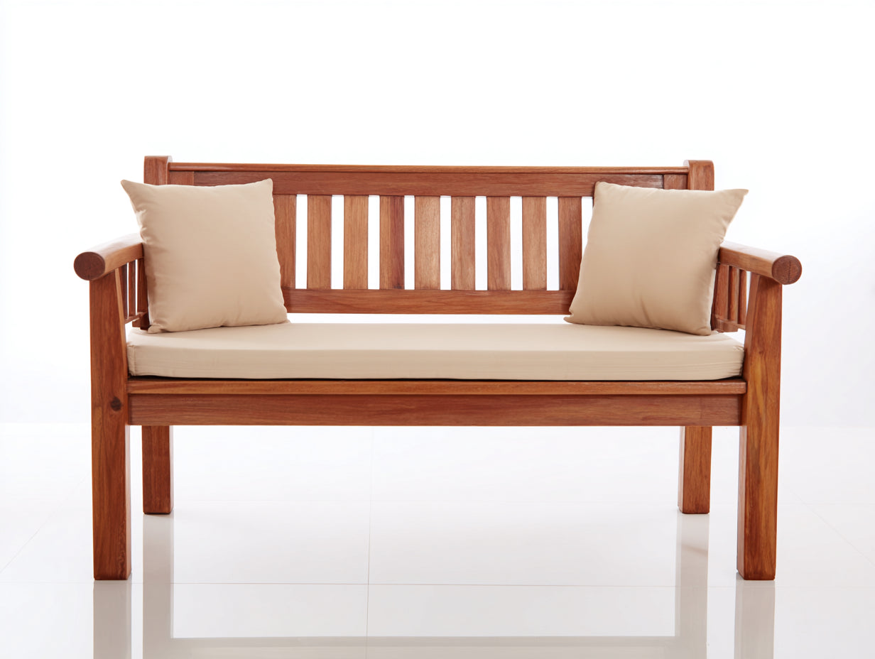 Bancos de jardín madera 120x55x80 cm marrón claro - estilo clásico con cojines