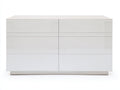 Cómodas de madera 160x50x80 cm blanco lacado - diseño moderno para dormitorio con 6 cajones