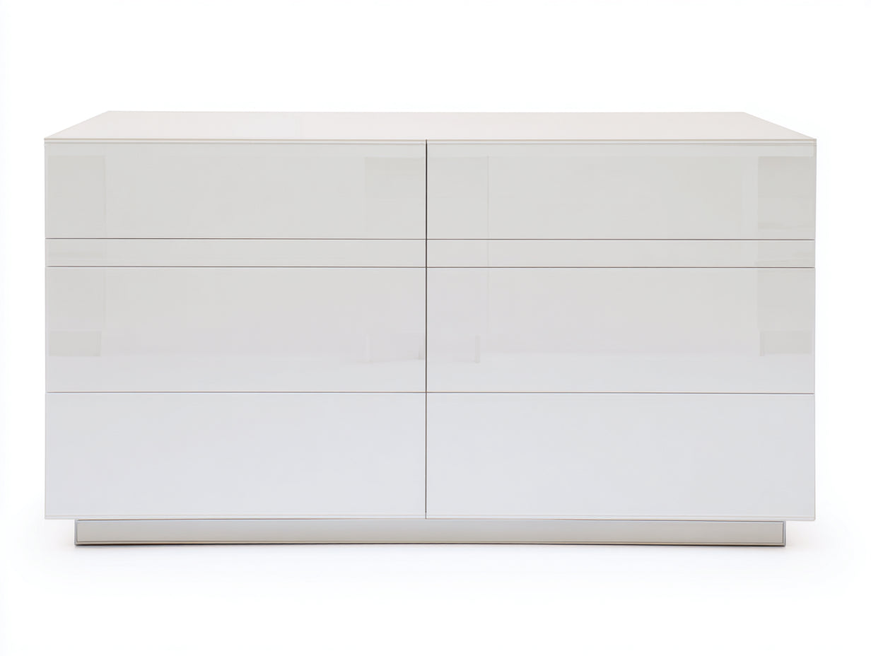 Cómodas de madera 160x50x80 cm blanco lacado - diseño moderno para dormitorio con 6 cajones