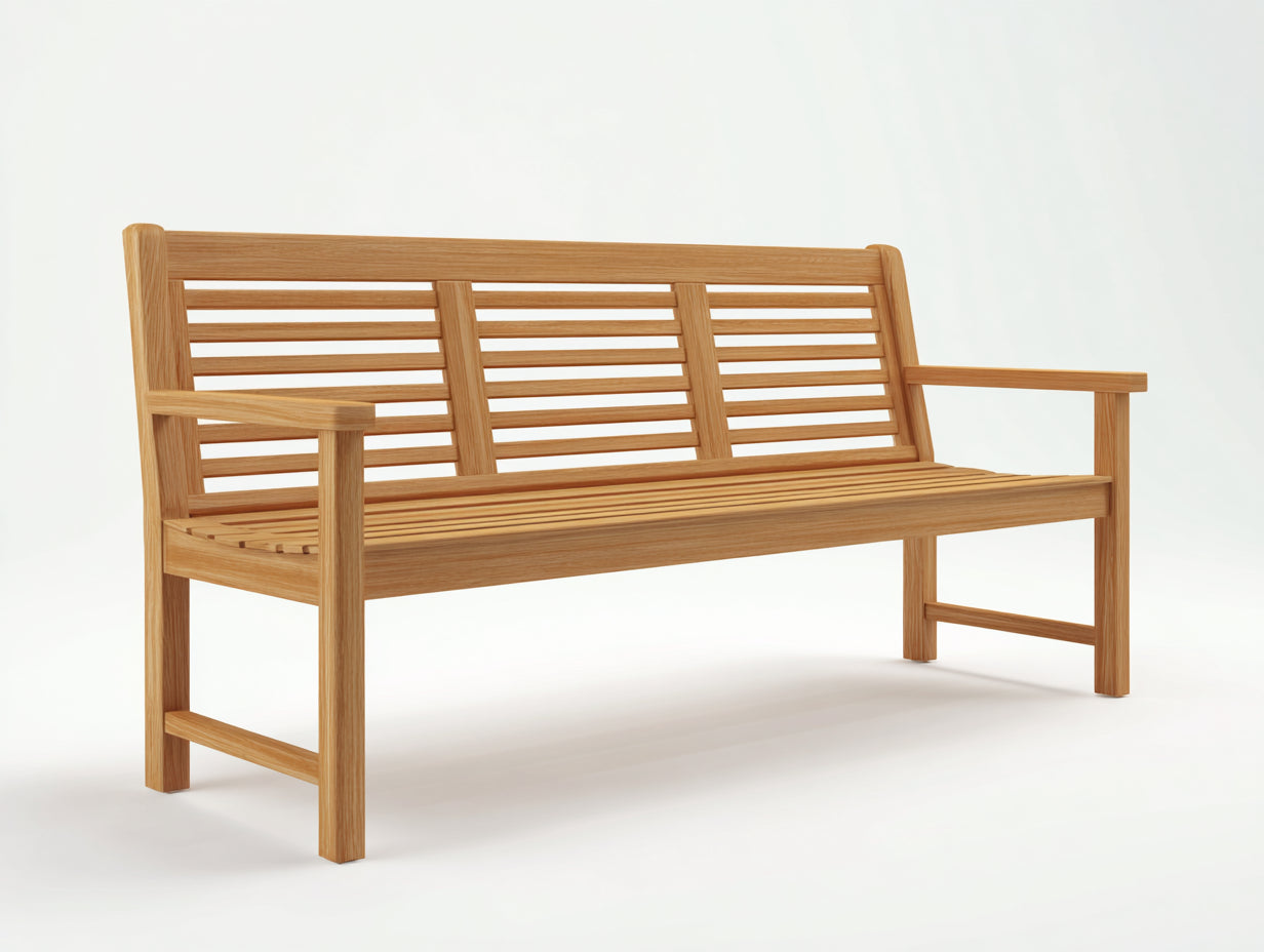 Bancos de jardín madera maciza 180x60x90 cm - marrón claro - con respaldo y reposabrazos