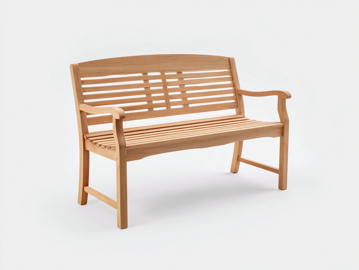 Bancos de jardín 150x60x88 cm - madera maciza marrón - con reposabrazos - estilo clásico