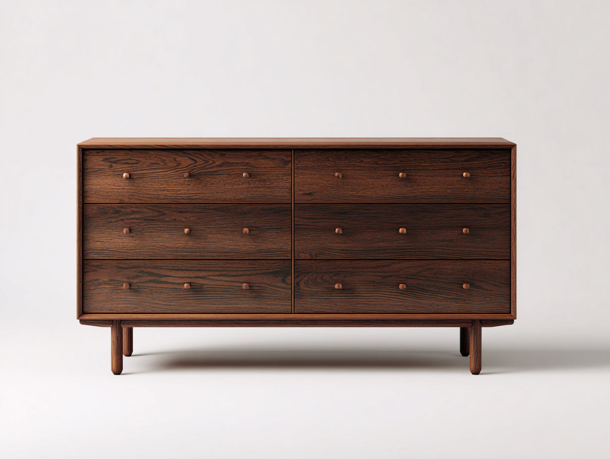 Cómodas de madera 160x50x80 cm marrón oscuro - diseño moderno para dormitorio con 6 cajones
