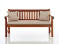 Banco de jardín de madera 150x60x90 cm - beige y marrón - diseño clásico con asiento acolchado