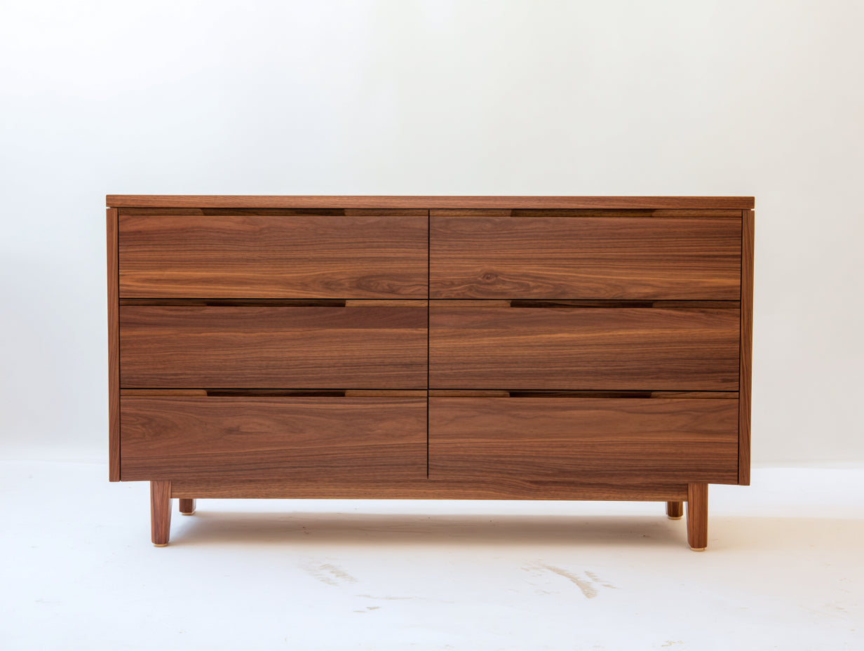 Cómoda madera maciza 180x50x90 cm - marrón natural - con 6 cajones
