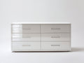 Cómoda madera lacada 180x45x90 cm - blanco - con 6 cajones