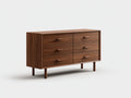 Cómodas de madera 145x42x76 cm nogal - diseño moderno para dormitorio con 6 cajones