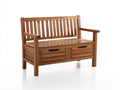 Bancos de jardín 125x58x88 cm - madera maciza marrón - 2 cajones - estilo clásico