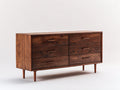 Cómodas de madera 150x45x78 cm marrón - diseño moderno para dormitorio con 6 cajones