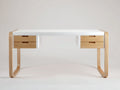 Mesas de oficina madera 140x60x75 cm blanco y natural - diseño moderno con 4 cajones