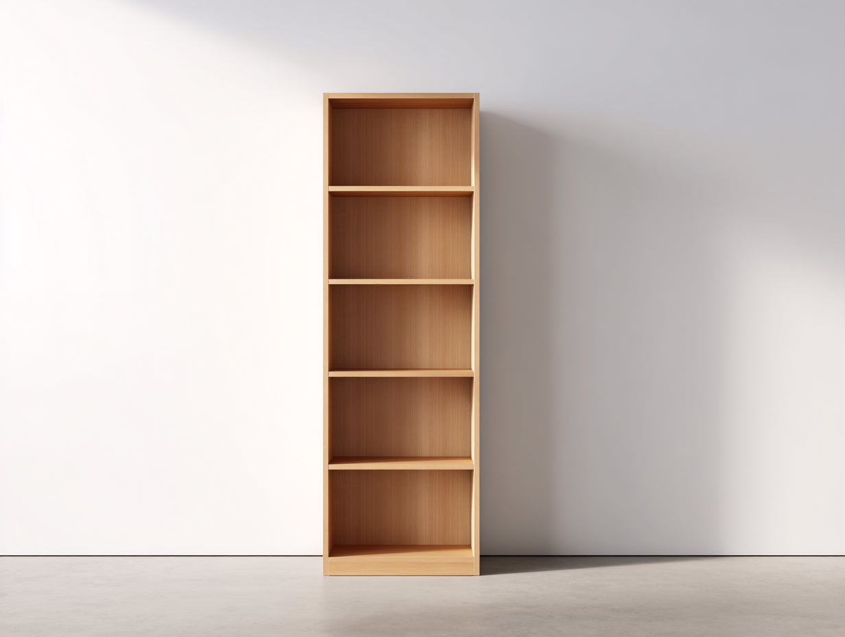 Archivador abierto de madera 60x30x180 cm - marrón claro - diseño vertical con 5 niveles