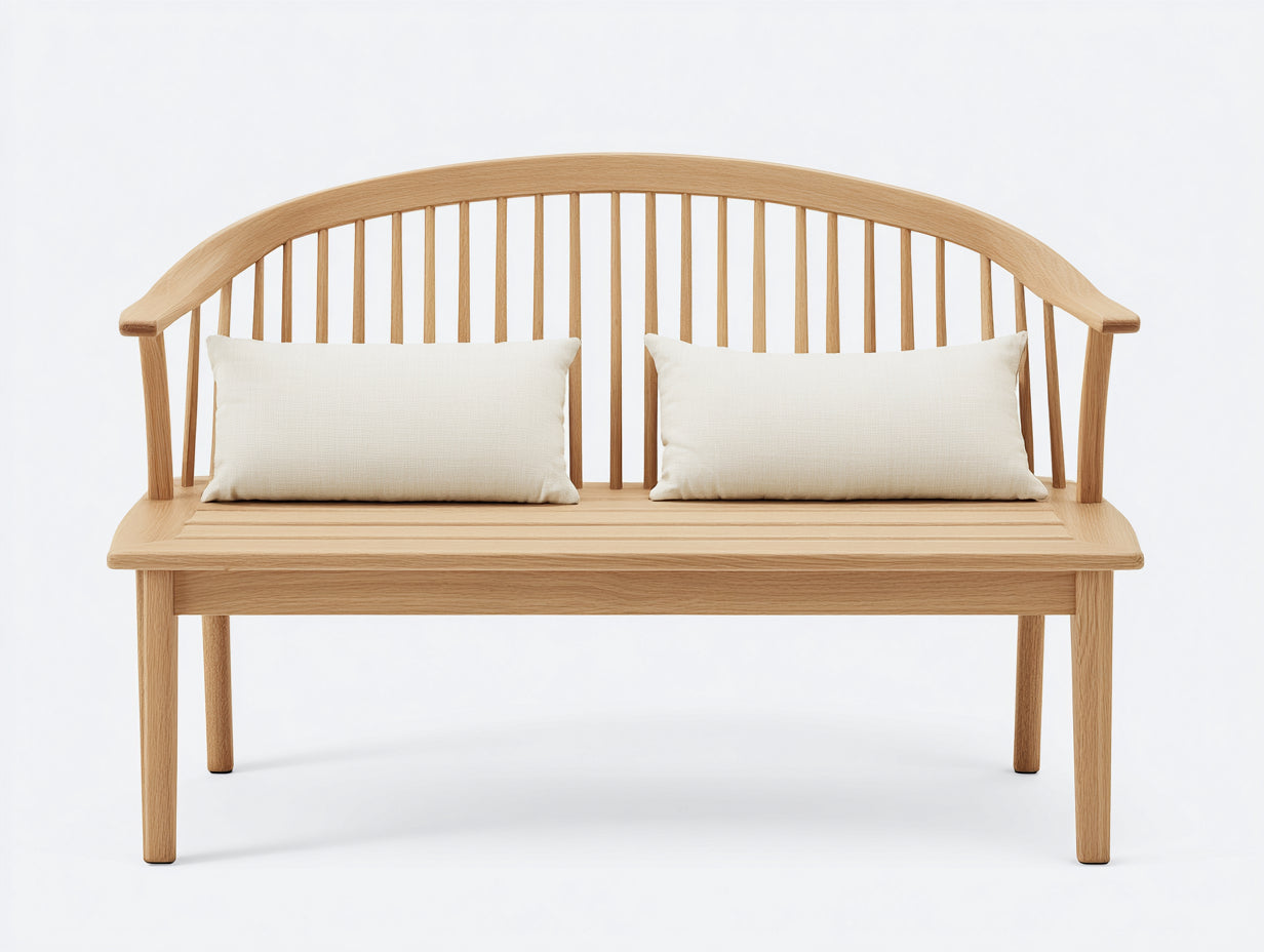 Bancos de jardín 150x60x92 cm - madera marrón clara - estilo clásico arqueado para exterior
